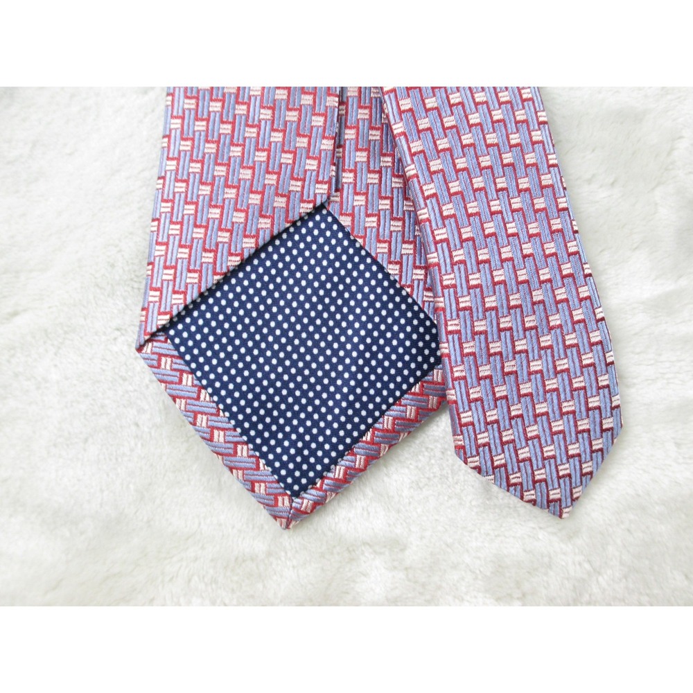 NEW ETON Neck Tie Mens Red Geometric Silk Made In Italy Casual - Picture 6 of 9
